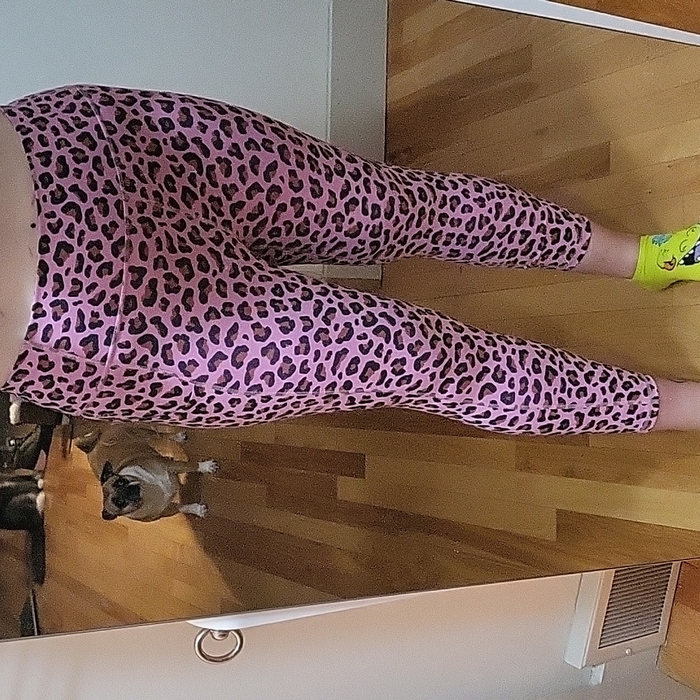 Fabletics PowerHold pink leopard leggings